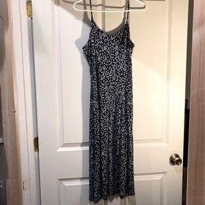 Navy / black floral dress. Midi length